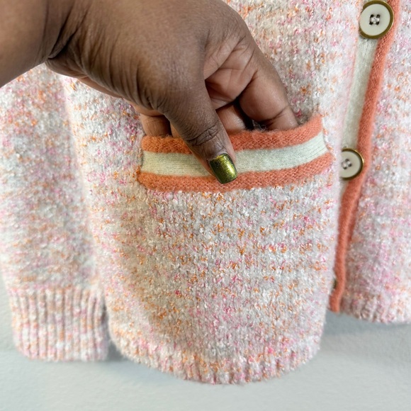 J. Crew Marled Sweater Lady Jacket Size S Pink Cream Orange Knit Preppy Spring - Picture 4 of 11